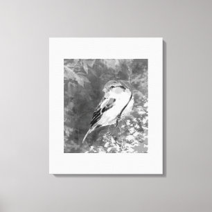 Waterverf Mus Vogel in Bos Canvas Afdruk