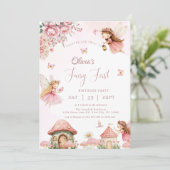 Waterverf Mushroom Fairy 1st Birthday Forest Kaart (Staand voorkant)