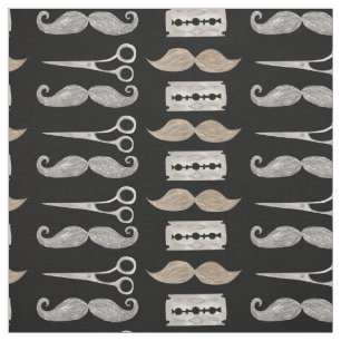 Waterverf Mustache Pattern Barber Shop by Yard Stof