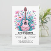 Waterverf Muziek Magic Guitar Verjaardag Kaart (Staand voorkant)