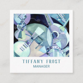 Waterverf muziekinstrumenten vierkante visitekaartje