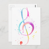 Waterverf Muzieknoten Briefkaart (Voorkant / Achterkant)