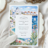 Waterverf Mykonos Seaside Windmills Wedding Kaart