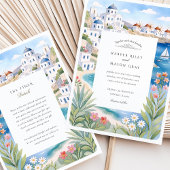 Waterverf Mykonos Seaside Windmills Wedding Kaart