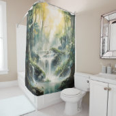 Waterverf Mystic Forest waterval Douchegordijn (In situ)