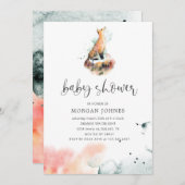 waterverf mystical fox Baby shower Invitation (Voorkant / Achterkant)