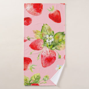 waterverf naadloos aardbeipatroon badhanddoek