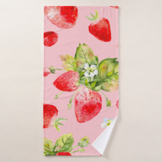 waterverf naadloos aardbeipatroon badhanddoek