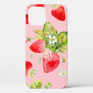 waterverf naadloos aardbeipatroon iPhone 12 hoesje