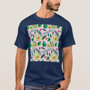 Waterverf naadloos met avocado's en bladeren t-shirt
