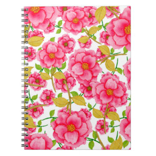 Waterverf naadloos met bloemen. Vintage Notitieboek