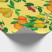 Waterverf naadloos met citrusvruchten, peren, che cadeaupapier (Hoek)