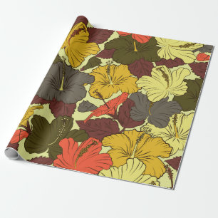 Waterverf naadloos met hibiscus bloemen cadeaupapier