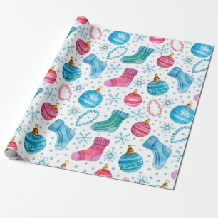 Waterverf naadloos met kerstcadeau cadeaupapier