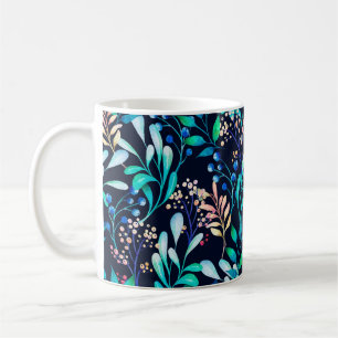 Waterverf naadloos patroon. Gecompliceerde botanis Koffiemok