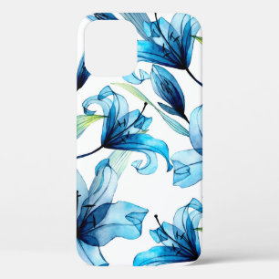 Waterverf naadloos patroon met blauwe lib iPhone 12 hoesje