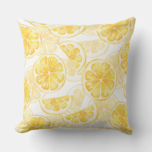 Waterverf naadloos patroon met citroensplak /2 kussen