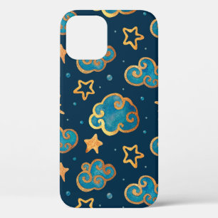 Waterverf naadloos patroon met de maan, sterren, iPhone 12 hoesje
