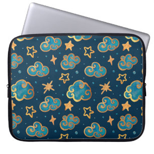 Waterverf naadloos patroon met de maan, sterren, laptop sleeve