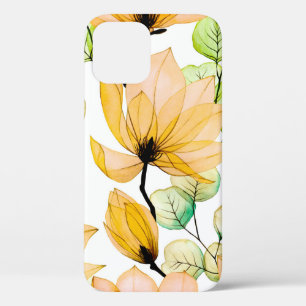 Waterverf naadloos patroon met magnoliumbloemen  iPhone 12 hoesje