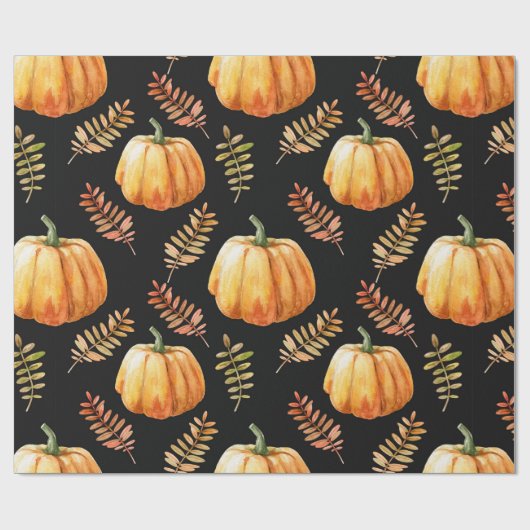 Waterverf naadloos patroon met pompoen cadeaupapier (Vlak)