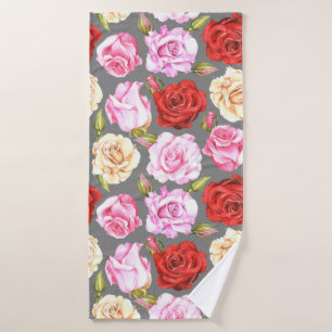 Waterverf naadloos patroon met rozen. Naadloze w Badhanddoek