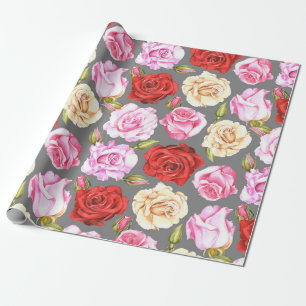 Waterverf naadloos patroon met rozen. Naadloze w Cadeaupapier