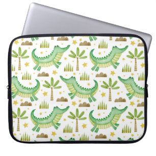 Waterverf naadloos patroon van de krokodilpalmboom laptop sleeve