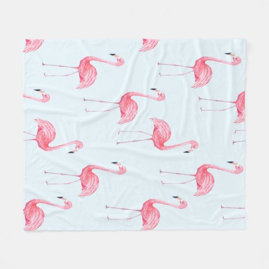 Waterverf naadloos patroon van flamingo op pastel fleece deken (Voorkant (Horizontaal))
