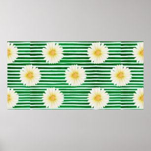 Waterverf naadloos patroon van groene strepen en c poster