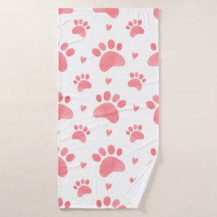 Waterverf naadloos patroon van kattenpoten badhanddoek