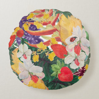 Waterverf naadloos tropisch patroon met exotische  rond kussen