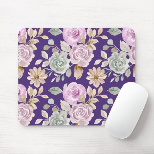 Waterverf naadloze bloemen muismat (Met muis)
