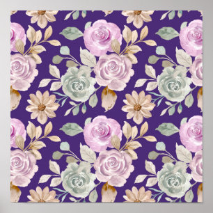 Waterverf naadloze bloemen poster