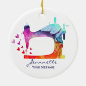 Waterverf naaimachine keramisch ornament (Achterkant)