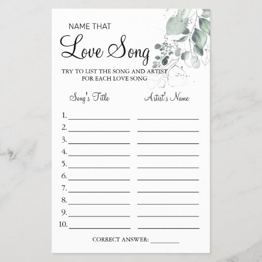 Waterverf Naam die van het liedje houdt Flyer (Voorkant)