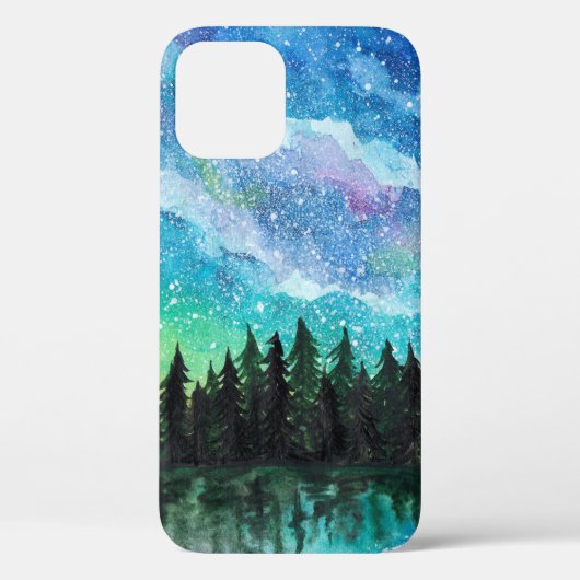 Waterverf nacht landschap Melkweg Case-Mate iPhone Case (Achterkant)