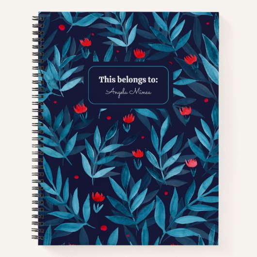 Waterverf nachttuin - turkooise Notitieboek (Voorkant)