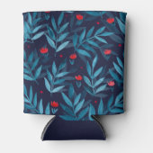 Waterverf nachttuin - turquoise , blauw en rood blikjeskoeler (Voorkant)