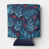 Waterverf nachttuin - turquoise , blauw en rood blikjeskoeler (Achterkant)