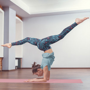 Waterverf nachttuin - turquoise , blauw en rood leggings