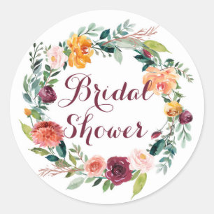 Waterverf najaar Floral Wreath Vrijgezellenfeest Ronde Sticker