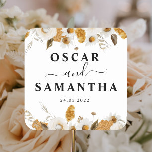 Waterverf najaar geel en wit Lijst Vierkante Sticker