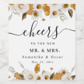 Waterverf najaar geel en wit Lijst Wijn Etiket (Enkel label)