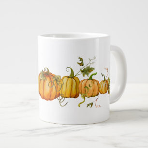 Waterverf najaar Herfst Harvest Pumpkins  Extra Grote Beker