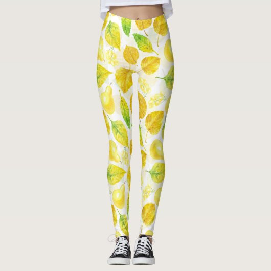 Waterverf najaarpatroon leggings (Voorkant)