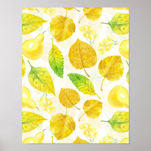 Waterverf najaarpatroon poster (Voorkant)