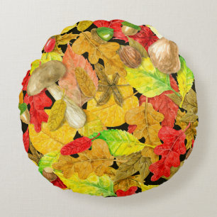 Waterverf najaarpatroon rond kussen