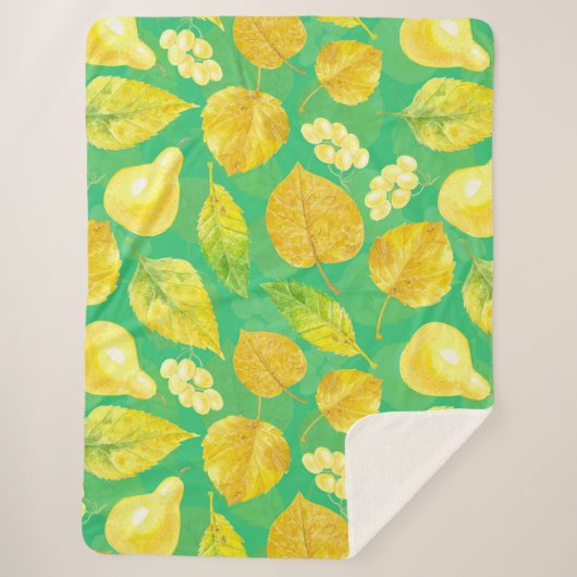 Waterverf najaarpatroon sherpa deken (Voorkant)