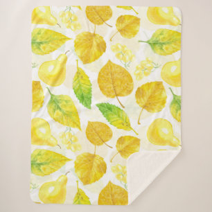 Waterverf najaarpatroon sherpa deken